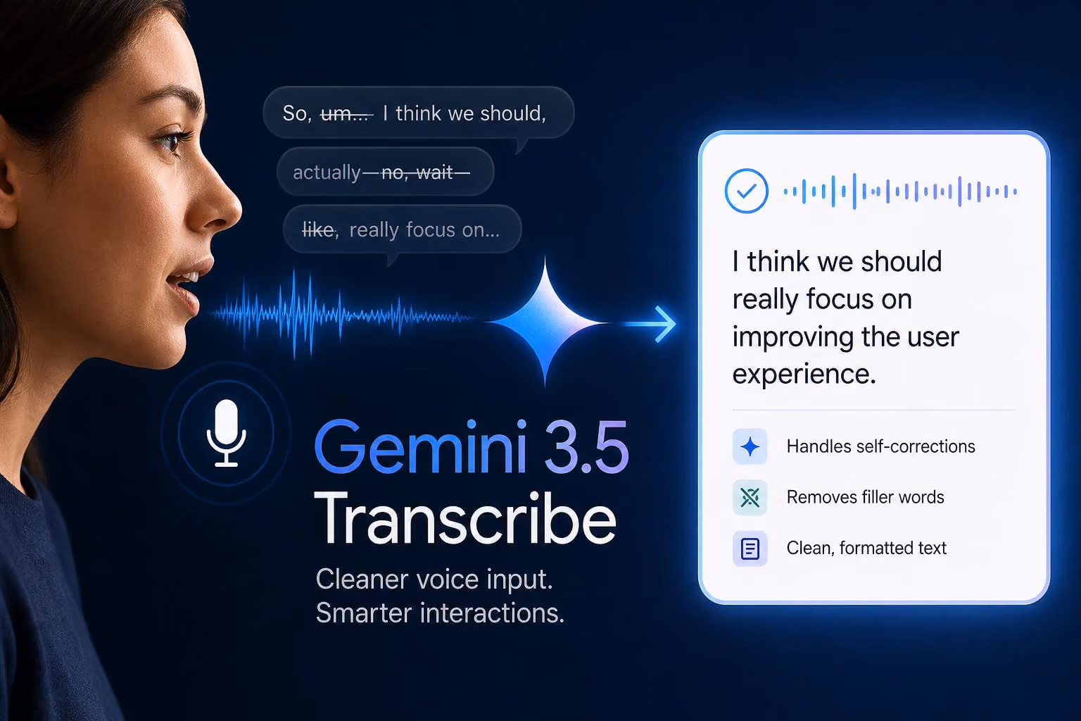 Gemini 3.5 Transcribe Targets Cleaner Voice Input
