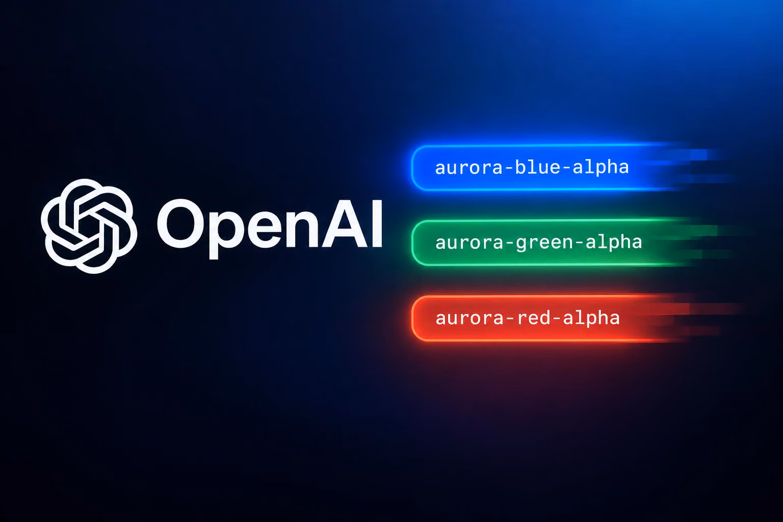 OpenAI aurora-blue-alpha, green and red model IDs spotted briefly