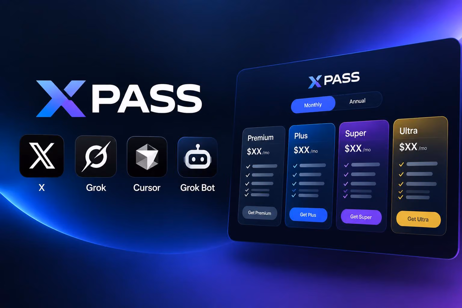 XPASS subscription: proposed X, Grok and Cursor tiers