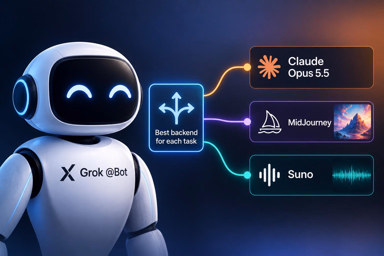 Musk Says Grok @Bot Will Choose Backends by Task