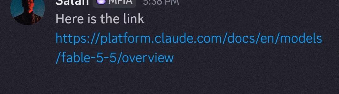 The supplied image shows the reported Claude Platform URL being shared in a conversation; the post says it was posted in Discord.