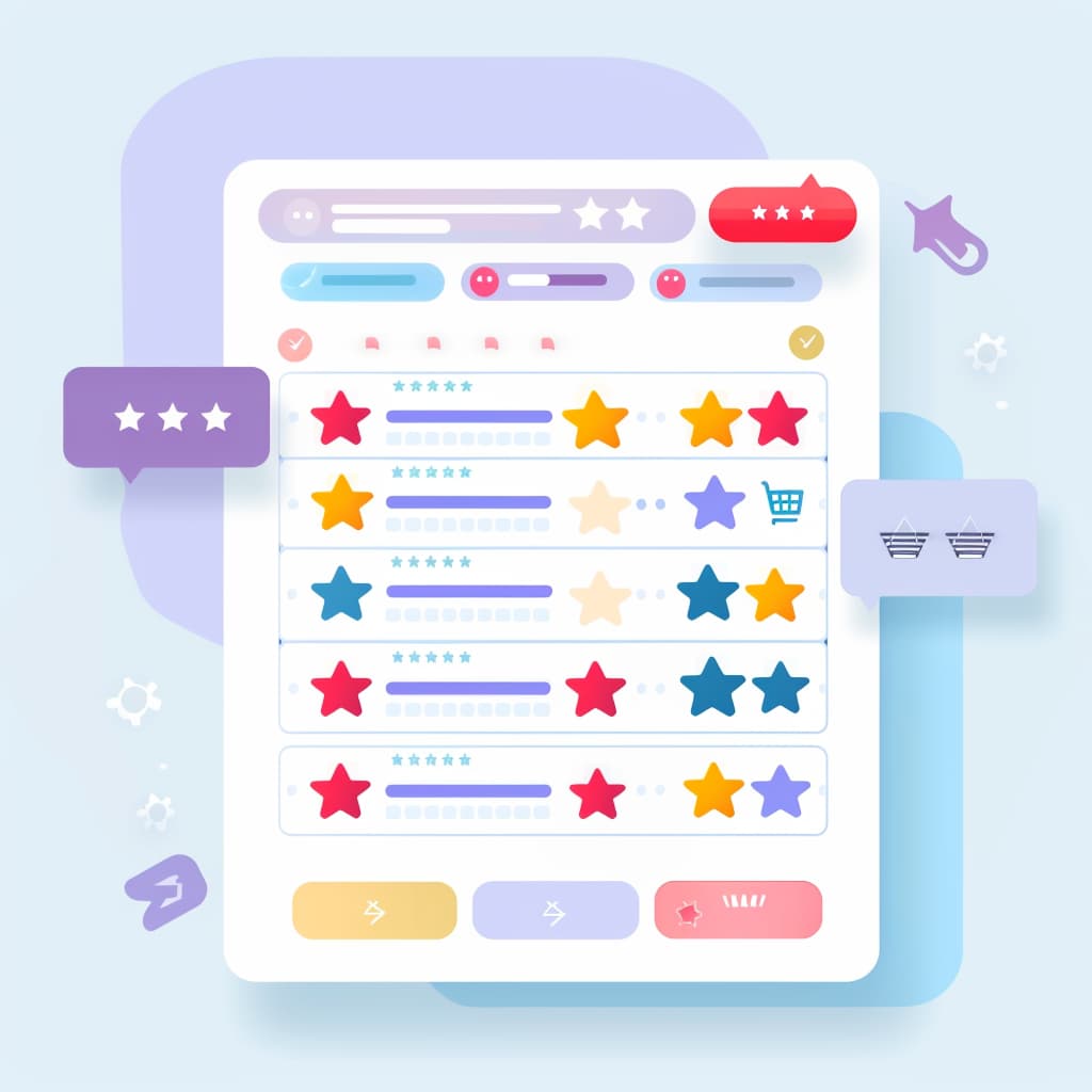 a AI generated image with the prompt- A visually appealing, text-free template for a customer feedback survey focused on post-purchase product satisfaction and user experience. This design should be intuitive and engaging, with visual eleme
