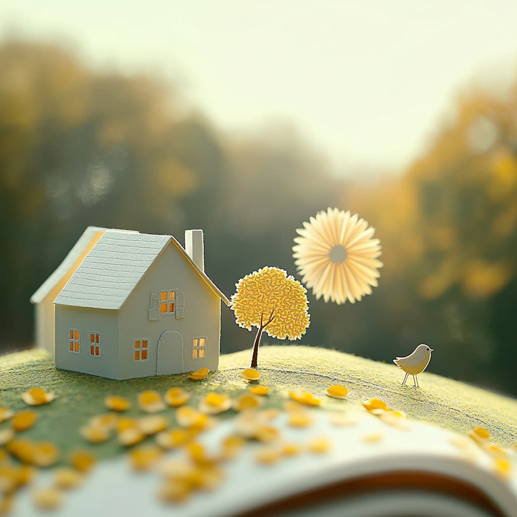 A book opening to reveal pop-up scenes of support and guidance. ai generated