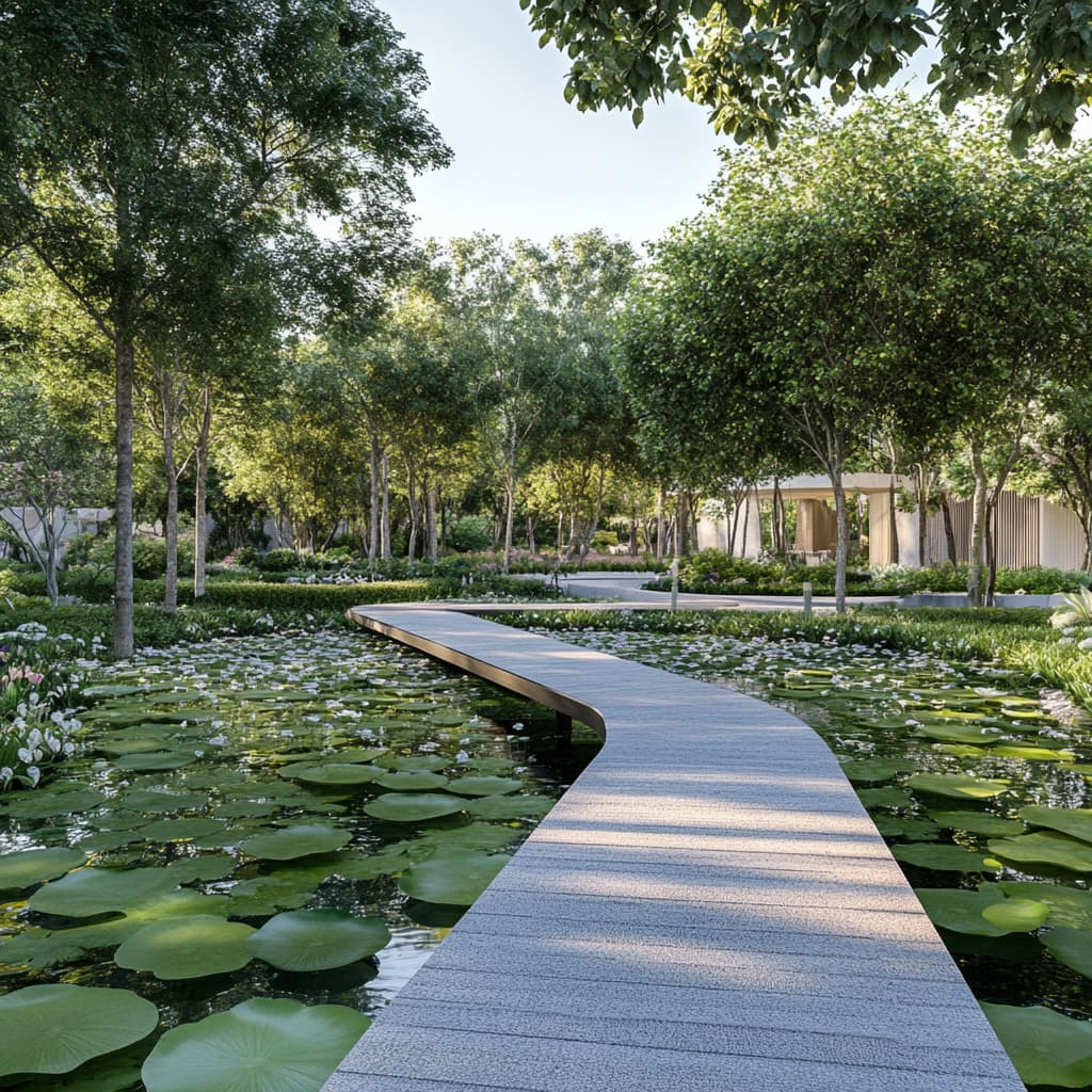 A bridge connecting a lab filled with research equipment to a peaceful meditation garden ai generated