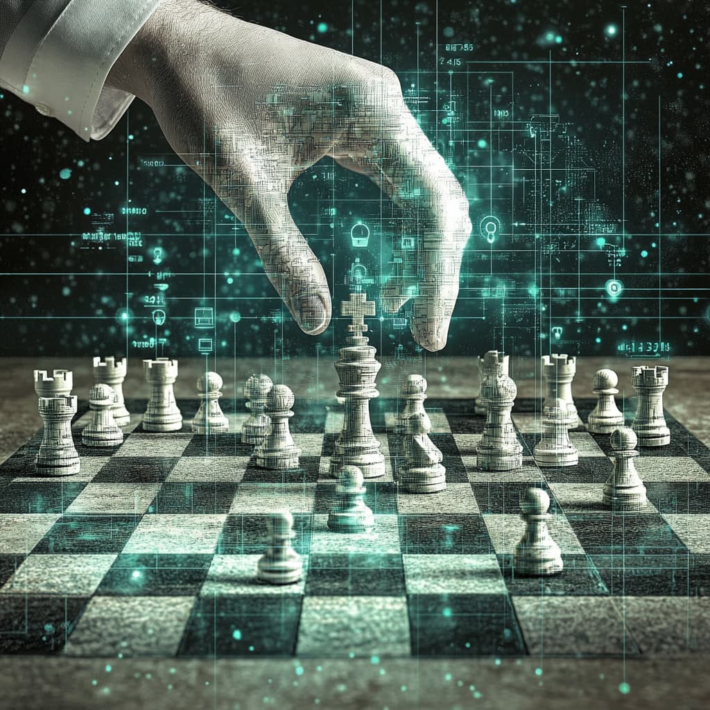 A chess board where the pieces are various investment options- ai generated