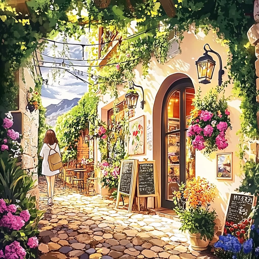 A curious explorer wandering through a charming, narrow alleyway in a historic town. ai generated