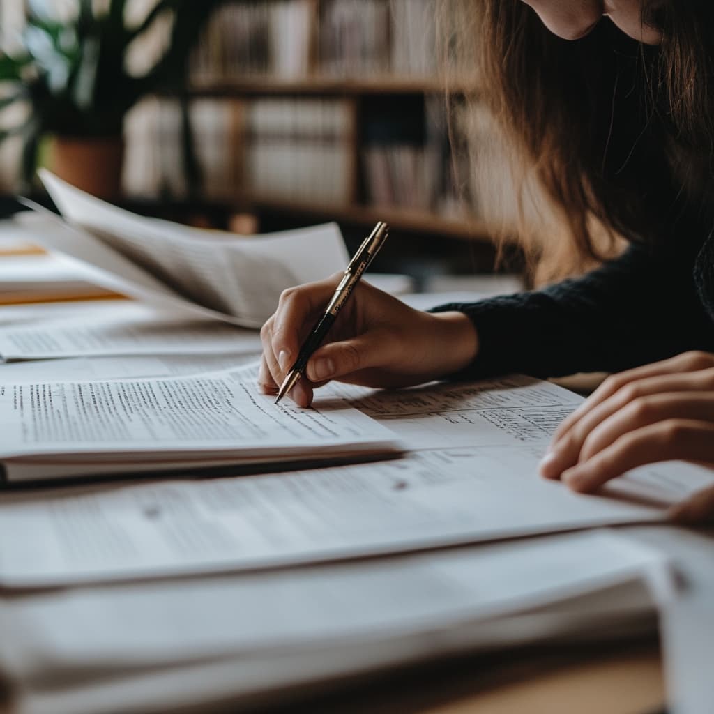 A detail-oriented student formatting their bibliography on a large sheet of paper, surrounded by style guides like APA, MLA, and Chicago manuals.. ai generated