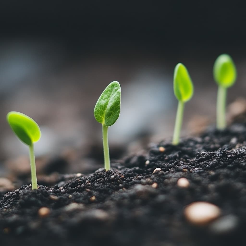 A garden in different stages of growth, from seeds to full bloom, symbolizing mental health progress. ai genrated