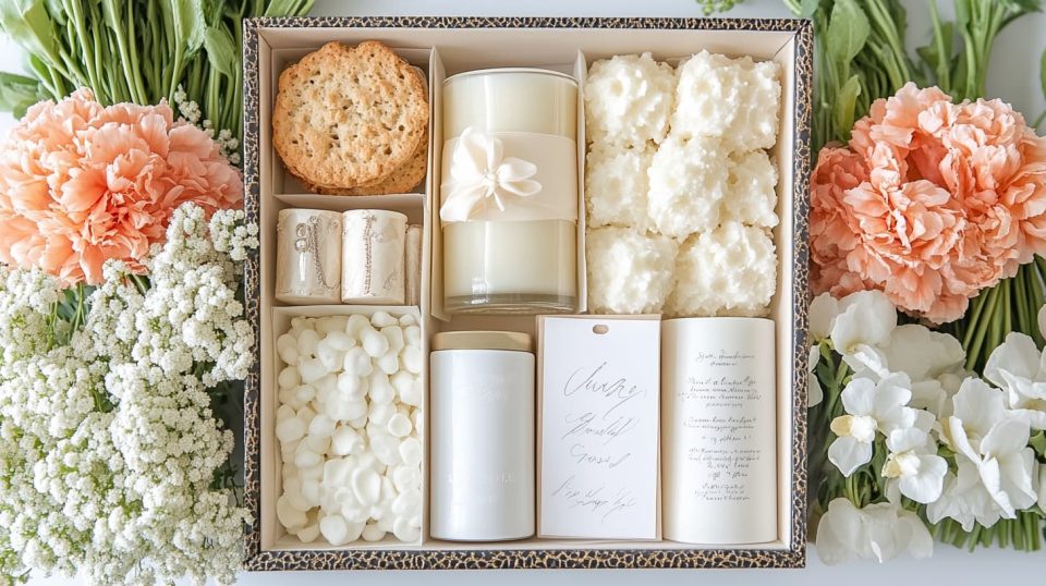 A hands-on scene where someone is assembling a thoughtful DIY gift box. ai generated