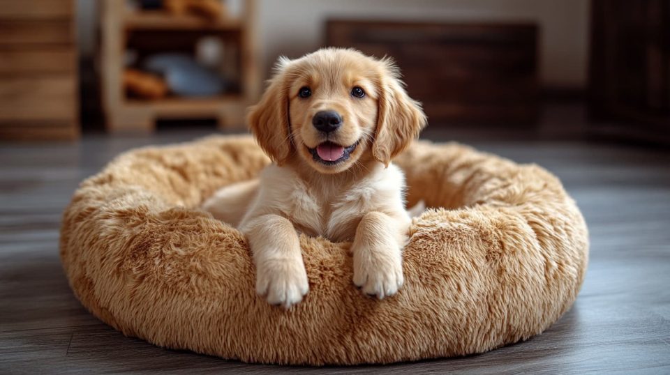 A happy family welcoming a new puppy or kitten into their home. ai generated