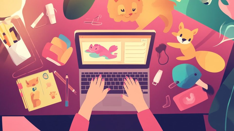 A person at a cozy desk surrounded by various objects like notebooks ai generated