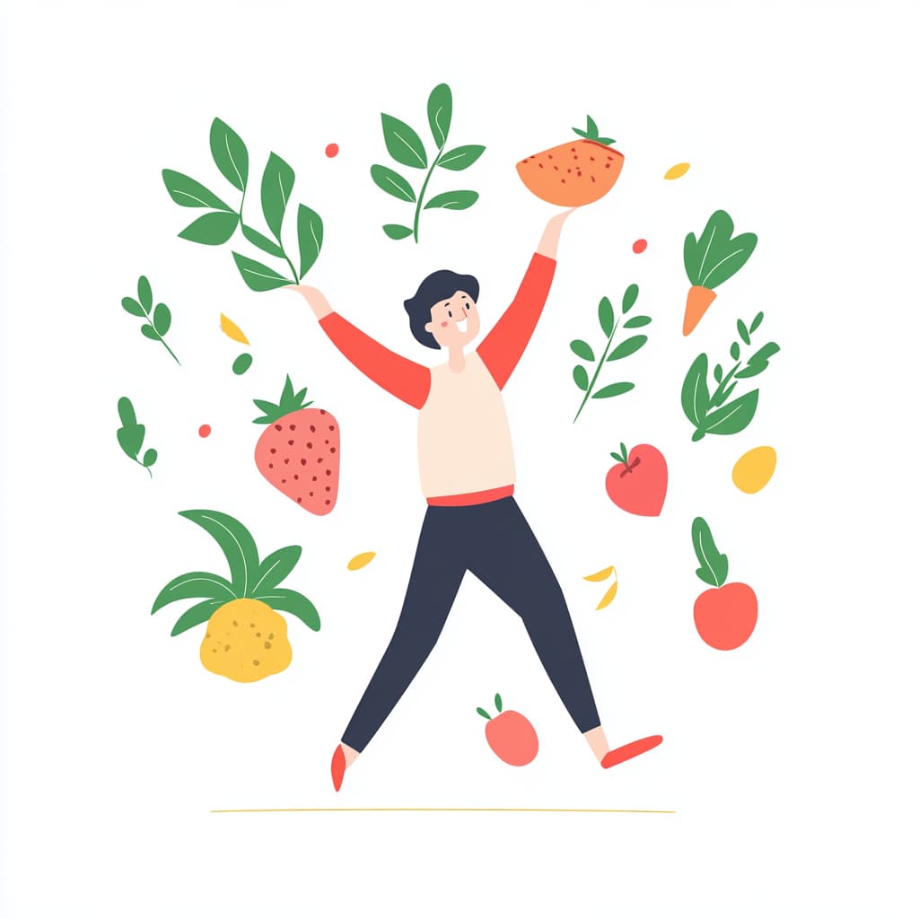 ) A person juggling various aspects of life (work, family, health), with a supportive foundation beneath them. ai generated