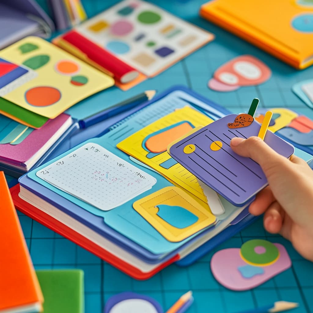 A planner or calendar filled with colorful, personalized notes and stickers, each indicating different activities or habits to follow throughout the day. ai generated