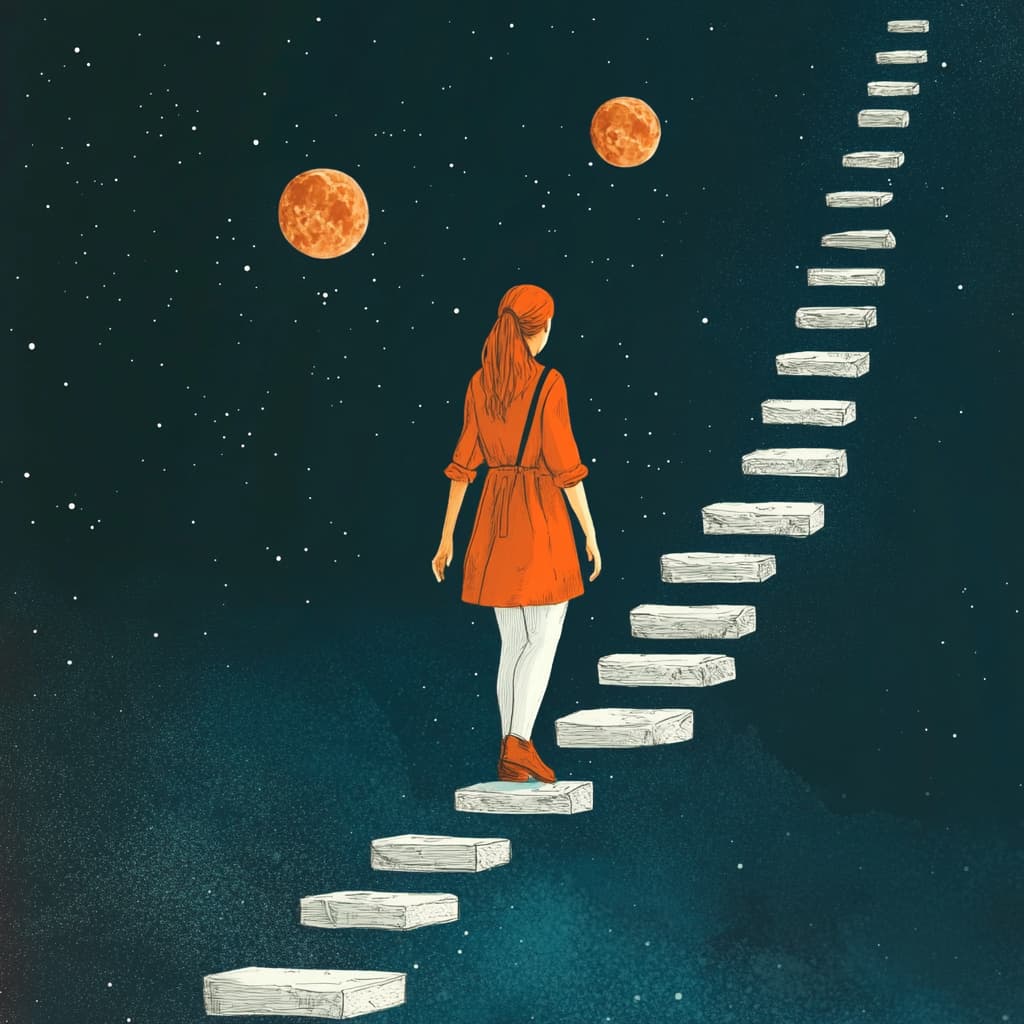 A series of stepping stones floating in space, each representing a savings milestone. ai generated