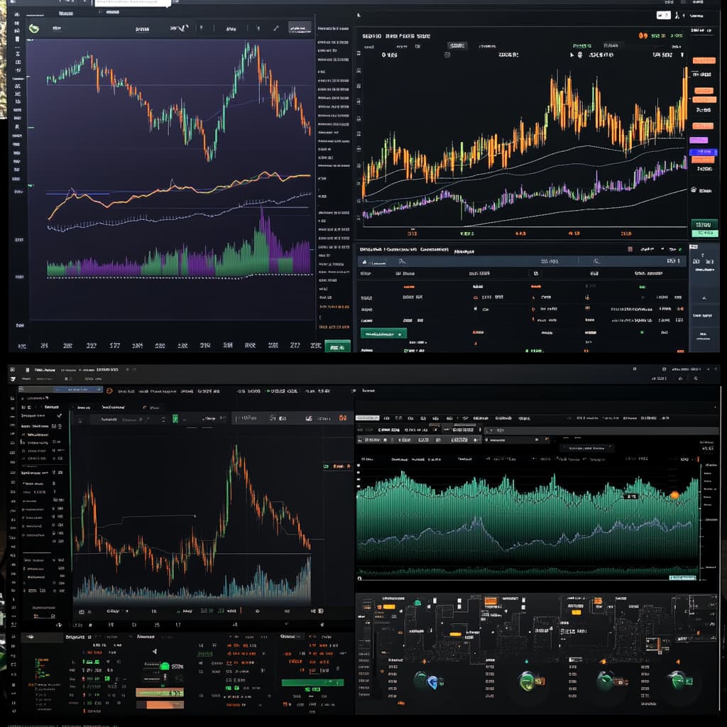 A split screen showing two distinct trader personas - one conservative and one aggressive - each with their own unique crypto portfolio visualization and strategy flowchart- ai generated