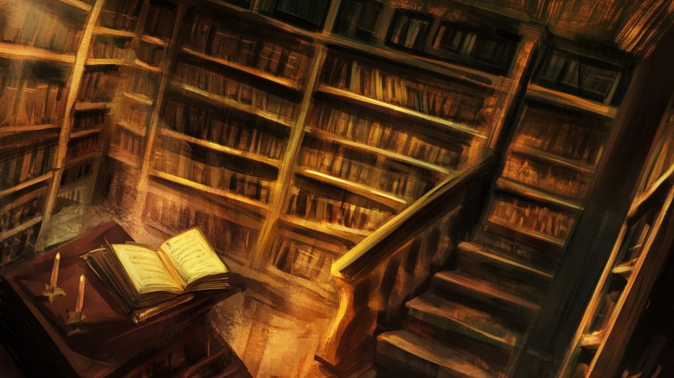 A spooky, old library with towering bookshelves filled with dusty, forgotten tomes. ai generated
