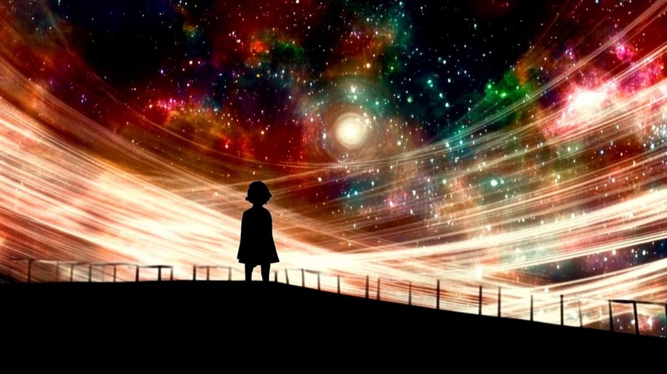 A vast cosmic expanse filled with swirling galaxies, stars, and nebulae. ai generated