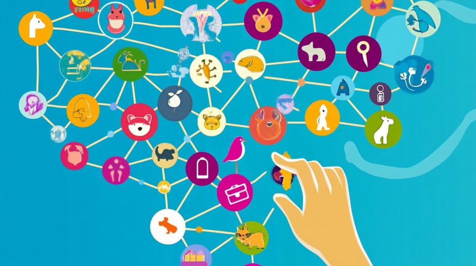 A vibrant mind-map-style image with icons representing different humor styles. ai generated