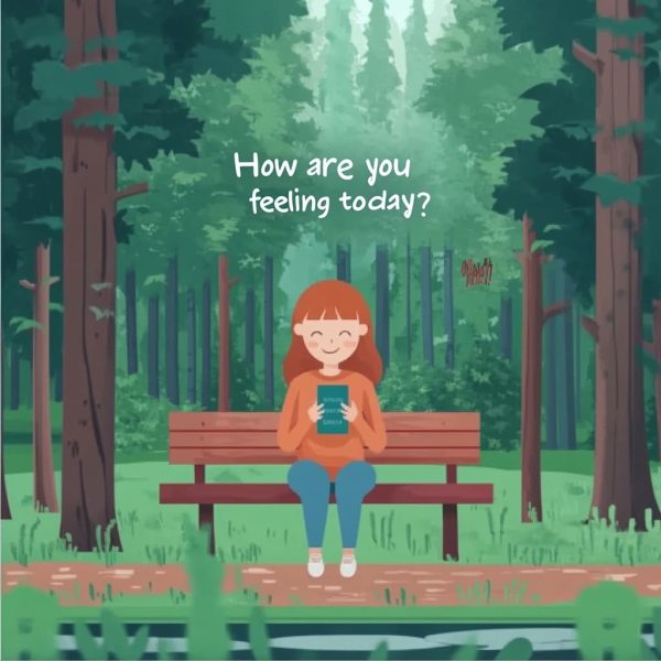 An outdoor scene in a peaceful park where someone is sitting on a bench. ai generated