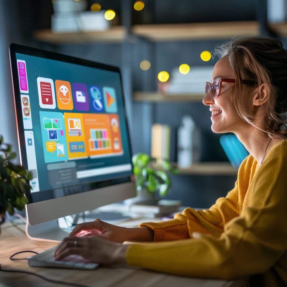 Content Calendar Architect Custom GPT Lady looking at Calendar AI generated