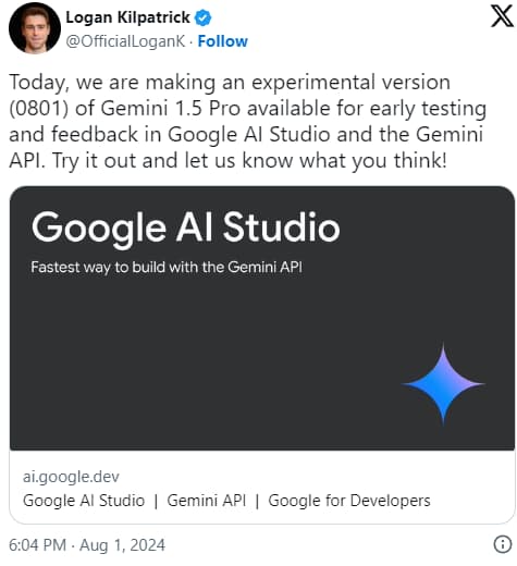 Google Gemini 1.5 Pro Dominates AI Arena, Leaving GPT-4o Behind