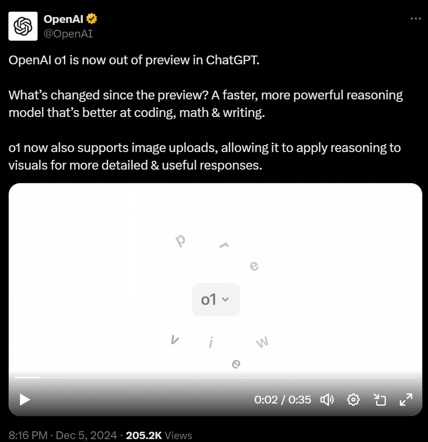 Openai o1 now out of preview