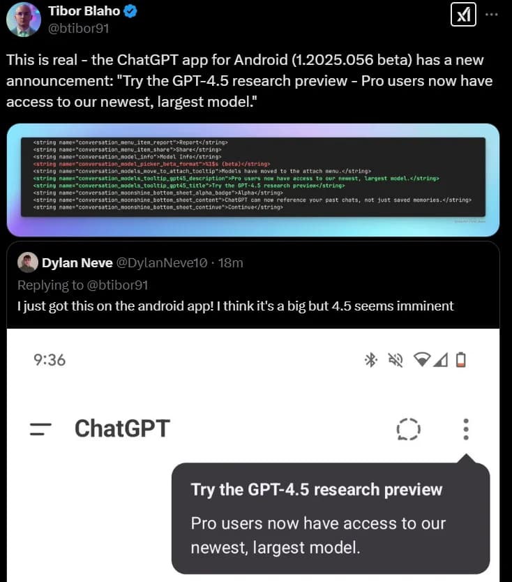 Rumors Point to ChatGPT GPT-4.5 Preview for Pro Users Only