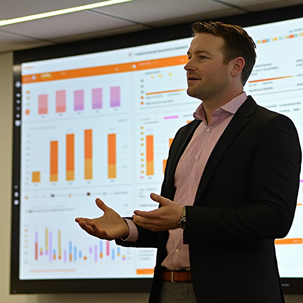 e screen displays a variety of data visualizations, including line graphs forecasting future property values, bar charts predicting rental incomes - ai generated